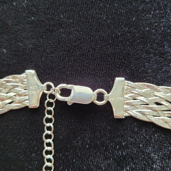 925 Italy Braided Collar Necklace Reversible KA 1772 10 Herringbone Strands - Picture 8 of 10